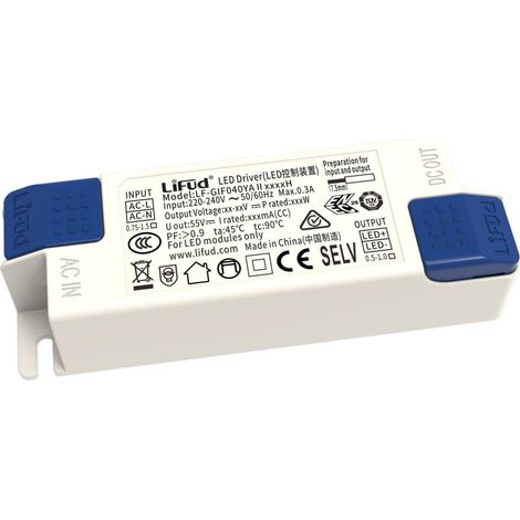 Driver LED 40W 220-240V – Sortie 33-40V 1000mA – Pas de scintillement – Haute efficacité énergétique – Pour panneaux et plafonniers LED – Lifud - 1000H