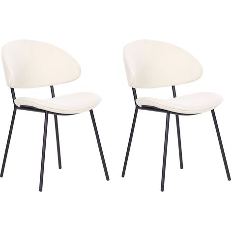 Lot de 2 Chaises en Tissu Crème Sans Accoudoirs et Dossier Courbe Cuisine Kiana (1/5)