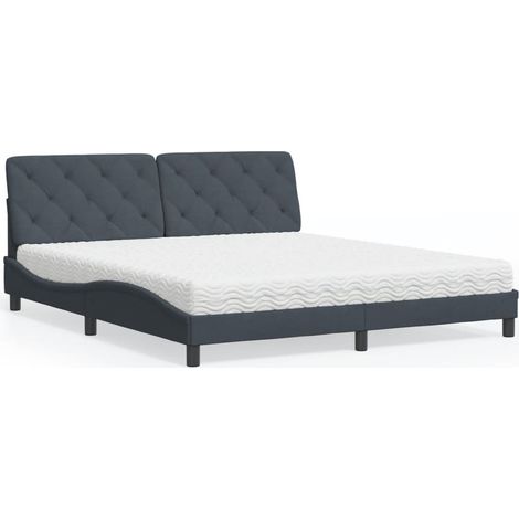 Bett mit Matratze Dunkelgrau 180x200 cm Samt