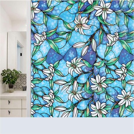 Film Fenêtre Colorée, Le Film De La Vie Privée du Film en Verre Givré, Autocollant Transparent Autocollant Décoratif Fenêtre Anti-UV pour Balcon De Transition Cuisine,Orchid,90x200cm