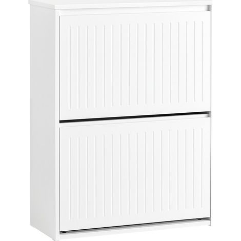 SoBuy Scarpiera Con 2 Ribalte E 4 Ripiani Scarpiera Con Scomparto Aggiuntivo Portascarpe Salvaspazio Bianco 61x26x81cm FSR165-K-W (1/5)