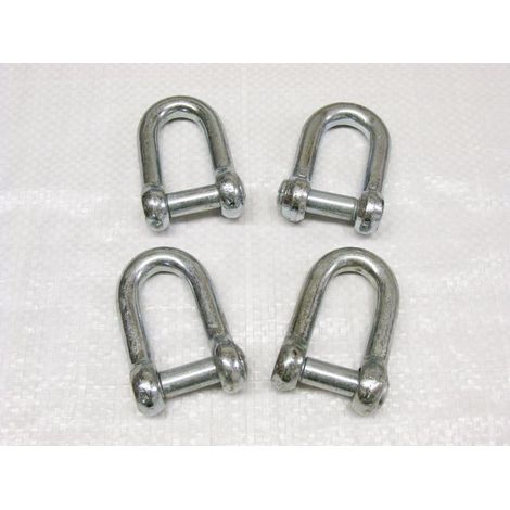 x4 8MM Galvanised Commercial Dee Shackles With Countersunk Pin - Chain Connect Caravan Tether Flush (1/2)