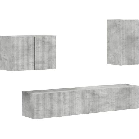 TV Wall Cabinet Set 4 pcs Concrete Grey Engineered Wood vidaXL