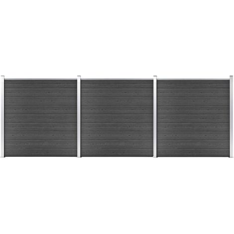 Zaunelement Set WPC 526x186 cm Schwarz
