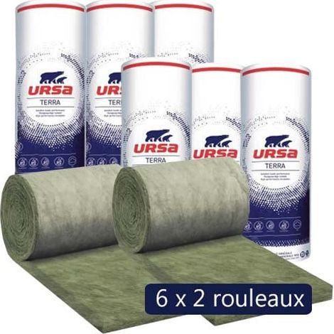 Ursa – Pack de 6 rouleaux laine de verre semi-rigide 160mm – Isolation façade 19,44m² – Valeur R 5.0 – Certifié NF EN 13162 (1/4)