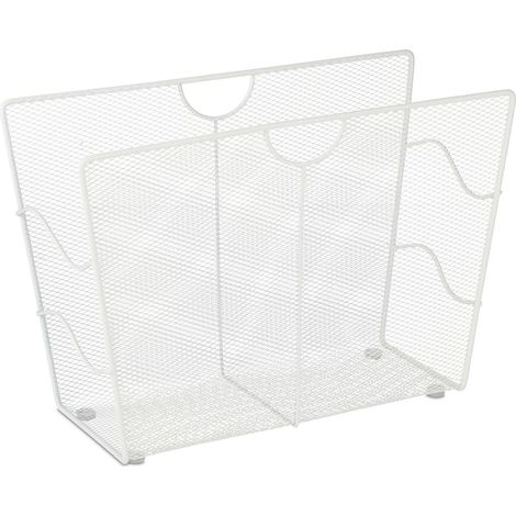 Portariviste in metallo design pulito soggiorno bagno 40 x 30 x 60 cm con maniglie in metallo bianco 130007877