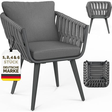 tillvex® Gartenstuhl 1 Stück Wetterfest mit Armlehne  Outdoor Stühle bis 160kg belastbar  Gartenstühle UV-beständig  Terrassenstuhl Sessel Gartenmöbel Terrasse Balkon Garten