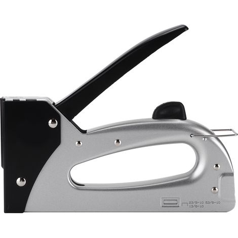 Agrafeuse manuelle portable, durable, sûre, pratique et ergonomique, adaptée à la fixation de matériaux, au bricolage, à la décoration, au travail du bois et à d'autres usages. (1/5)