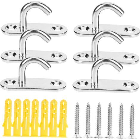 6 pièces Lot de Crochets Plafond Inoxydable U Ouverts Anneaux de Suspension Robustes et Compacts pour Plante Hamac Bateau et Support Mural (1/5)