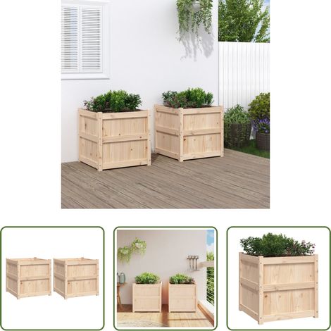 Holz - Pflanzkübel 2 Stk. Massivholz Kiefer (1/5)