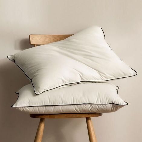 Daunenkissen, 2er-Set, 3-Kammer-Kissenkern aus Federn und Daunen, umgeben von Polyester und Bio-Baumwolle, weich-mittelfest, 50 x 75 cm (1/4)