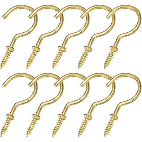 Lot de 10 crochets de plafond, crochets à vis en métal de 5 cm, crochets pour suspensions de plantes, crochets pour tasses, crochets pour clés, crochets pour colliers, crochets de cuisine (1/5)
