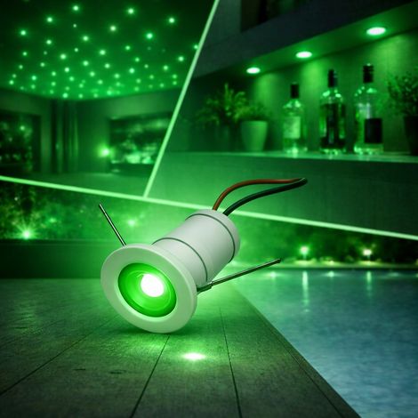 Mini faretto LED Bianco da incasso 1W 12V IP65 punto luce Verde cielo stellato per bagno doccia esterno segnapasso scale vetrine mobili camper