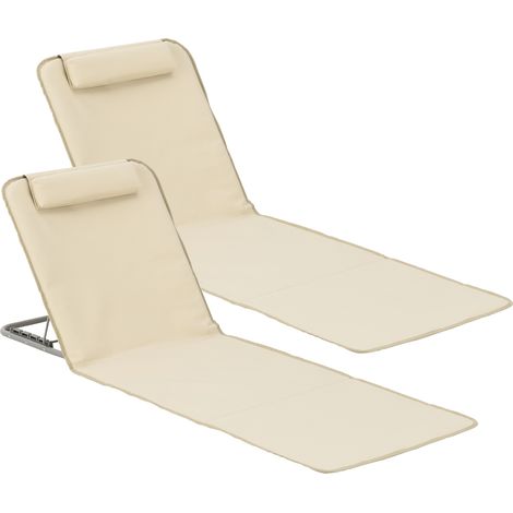 Set Donostia di 2 Materassini Prendisole da Spiaggia con Borsa di Trasporto - Beige [en.casa]