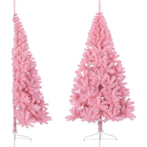 Künstlicher Halb-Weihnachtsbaum mit Ständer Rosa 180 cm PVC