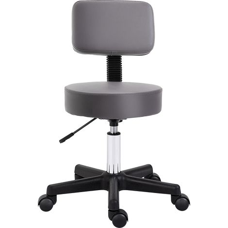 Salon de coiffure ajustable en hauteur, ergonomique, pivotant à 360°, 5 roulettes, revêtement synthétique gris (1/5)
