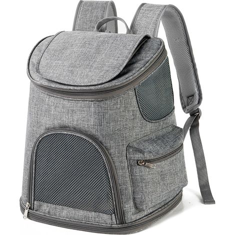 Sac à dos extensible pour chat et petit chien, gris clair (1/4)