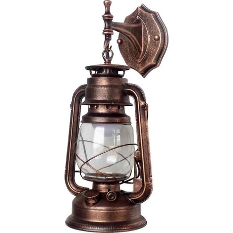 Applique murale extérieure rétro, abat-jour lanterne, lampe de porche, coque en plastique, 30W E27 (jaune) (1/5)