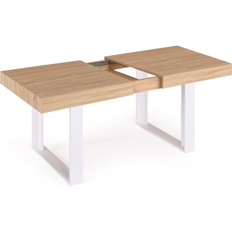 Idmarket – Table à manger extensible rectangle 4-8 personnes – Bois effet naturel – Longueur 160-200 cm – Style industriel moderne