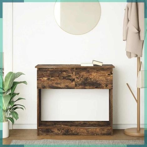 Table console avec tiroirs - 861395 - chêne fumé - 85,5x38,5x74,5 cm - 2 tiroirs (1/5)