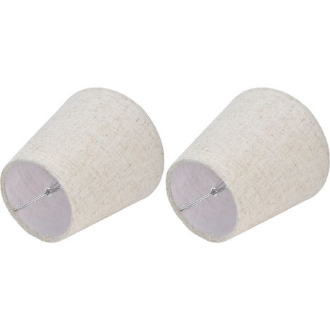 Lot de 2 abat-jour en tissu avec clips de fixation pour douille E14, compatibles avec les lampes à bougie et les suspensions (PT09 Lin). (1/5)