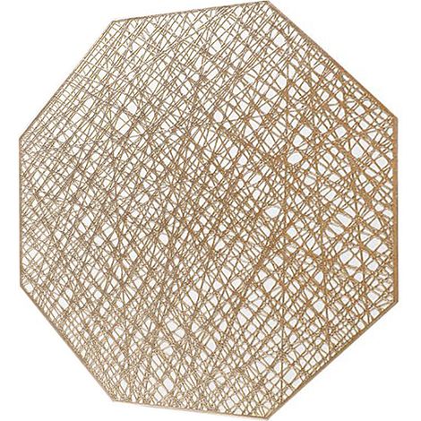 Sets de table en PVC style Instagram, couleur unie, octogonaux ajourés, sets de table créatifs et isolants thermiques, sets de table antidérapants simples pour la maison, dorés, 3838cm, lot de 4. (1/5)