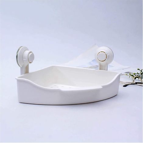 Soporte de esquina con ventosa extraíble, carga máxima de 10 kg, para baño o cocina, no requiere taladrar. (1/5)