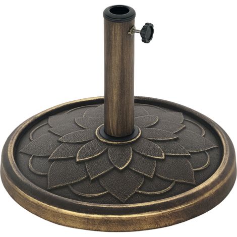 Base de parasol de jardin ronde en résine de 12 kg, pour poteaux de parasol de 32, 38, 48 mm ton bronze (1/5)