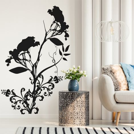 Sticker Mural - Fleurs - 37x57 cm - Noir (1/3)