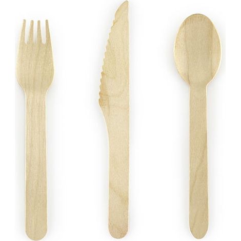 Posate in legno Woodland, 16 cm (1 confezione / 18 pezzi) (1/5)