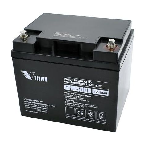 Vision Akkus 6FM50DX Batería de plomo AGM 12 V 50 Ah negra