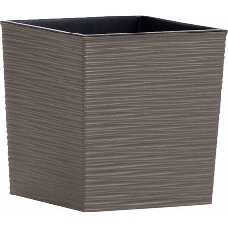 Pflanzgefäße NIZZA GROOVE grau Rillenoptik, 25 x 25,5 cm Kunststoffgefäß mit Holzfaseranteil und Einsatz (1/5)