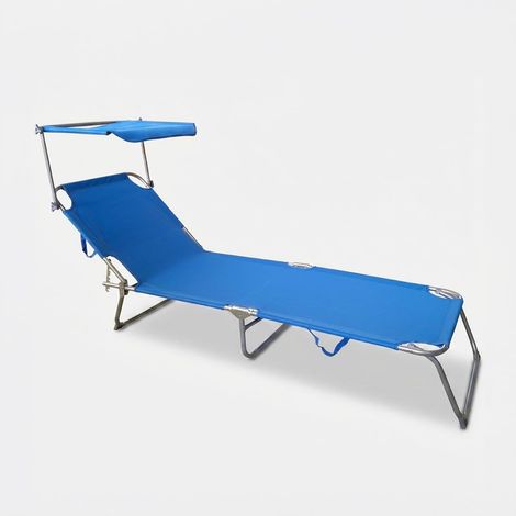 Ensemble de 4 chaises longues avec toit en acier et toile Oxford 600D (1/3)