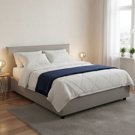 Talamo Italia Cama matrimonial Brenda, Cama contenedor con revestimiento de tela, 100% Made in Italy, Apertura frontal, con colchón Cm 160x200 incluido, Gris, con embalaje reforzado (1/5)