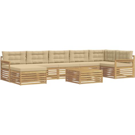 Set di divani da esterno 8 pz 7-Posti Bianco e Beige vidaXL (1/5)