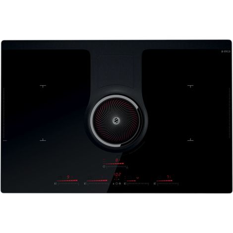 Elica – Table induction 4 foyers PRF0120978 – Commandes tactiles – Extraction intégrée – Noir brillant – Plaque avec hotte intégrée