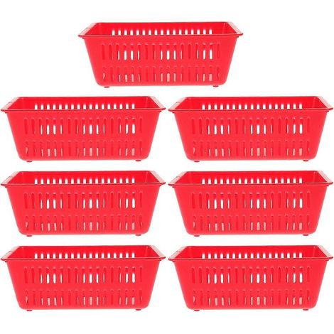 Set mit 7 dekorativen Aufbewahrungskörben aus Kunststoff für Münzen, Bürobedarf oder andere Kleinigkeiten (rot) – 16,00 x 11,00 x 5,60 cm – Rot (1/3)