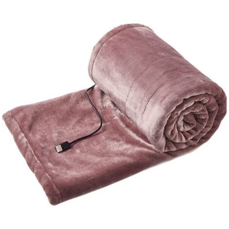 Couverture Chauffante à ChâLe, Alimentation USB et Conception sans Fil Lavable à 3 RéGlages de TempéRature Couverture Chauffante Plaid Chauffant électrique Rose (1/4)