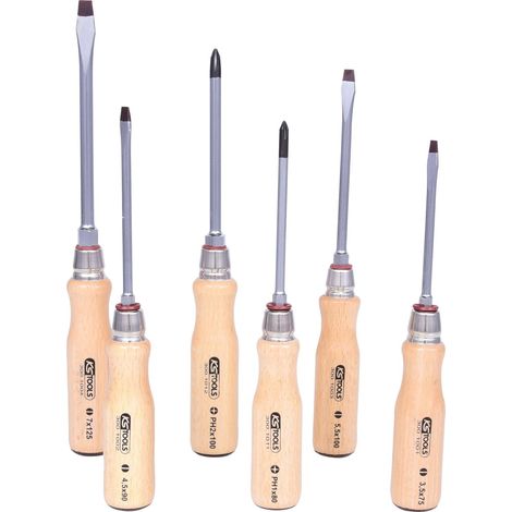 ERGOTORQUE WOOD Juego de destornilladores con mango de madera, 6 pzs (1/2)