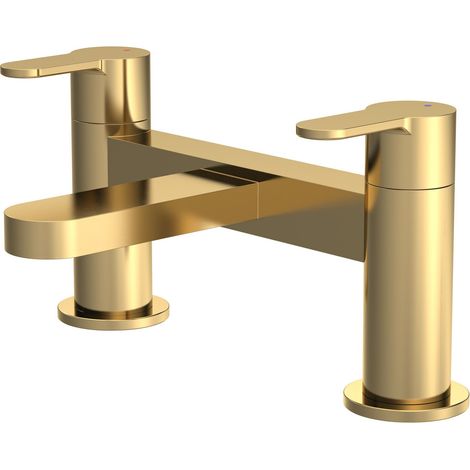 Round Deck Mounted Bath Filler Tap - Brushed Brass