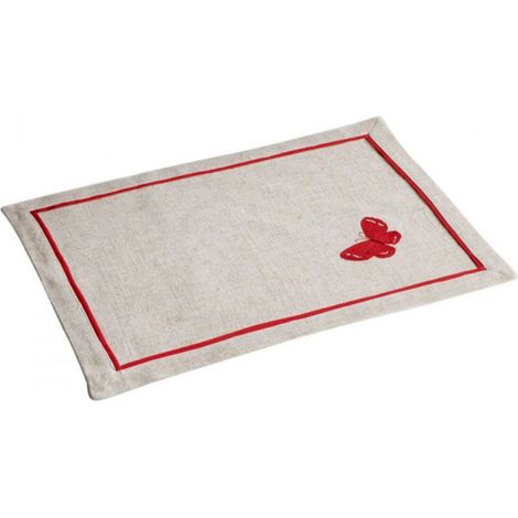 Set de Table Brodé "Opaline" 33x45cm Rouge (1/2)
