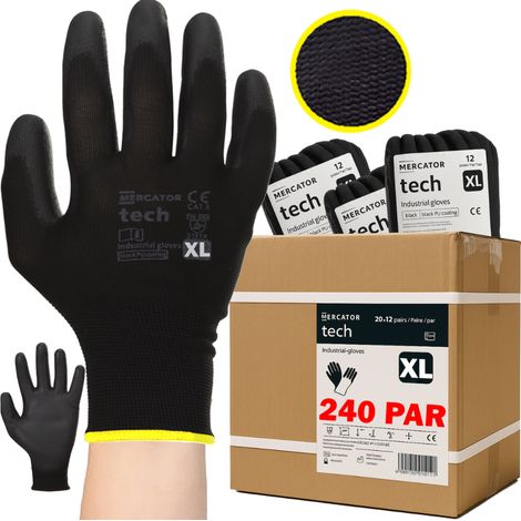 MERCATOR Tech Schwarze PU-Arbeitshandschuhe - XL - 240 Paar (1/5)