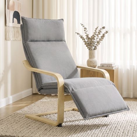 Fauteuil Salon avec Repose-Pieds, Dossier Haut, Accoudoirs, Gris, haute qualité et durable (1/5)