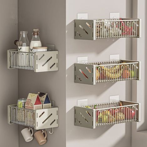 Contenitore per verdure e spezie per la cucina. Scolapiatti da parete, bianco crema, 3615,510,5 cm (1/4)