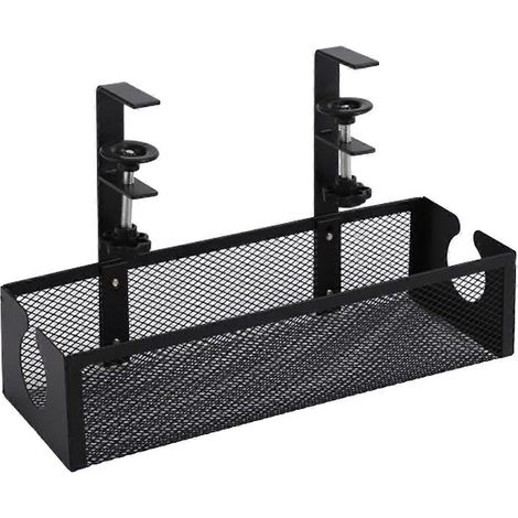 Organisateur de câbles sous bureau, boîte de rangement sans perçage pour bureau à domicile, robuste (1/5)