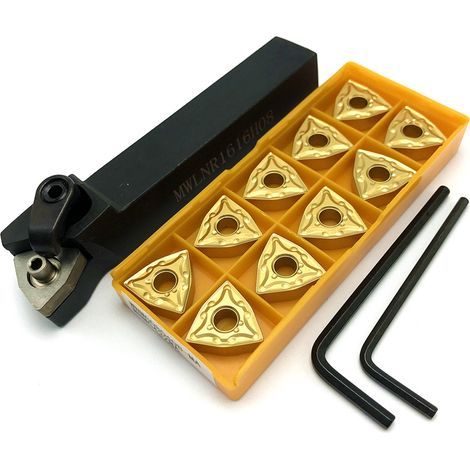 MWLNR2020K08 porte-outil de tour + 10 inserts carbure WNMG080404 + clé de tour (1/5)