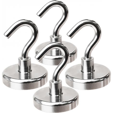 Lot de 4 crochets magnétiques anti-rouille diamètre 4mm - KN36 - Chromé - Linxor (1/5)