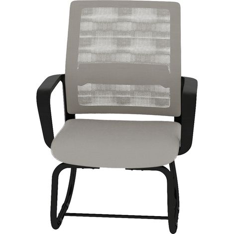 Sedia da ufficio moderna minimalista in tessuto e rete, struttura in metallo, grigio e nero (1/5)
