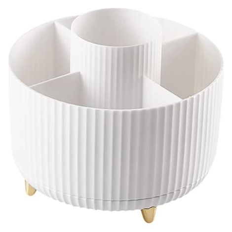 Organisateur de maquillage rotatif à 360° - Porte-pinceaux de maquillage avec 5 compartiments pour cosmétiques, bijoux, coiffeuse, chambre et rangement de papiers - WELLNGS (1/5)