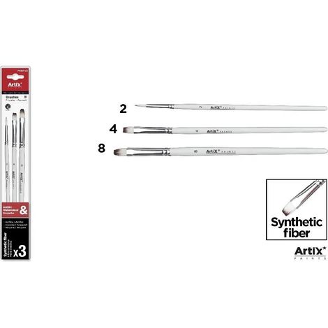 Set di 3 pennelli sintetici
